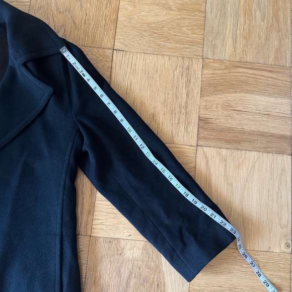 Saks Fifth Avenue Fleurette Cashmere Coat Black Long Single Button Collared 12 - Picture 9 of 12